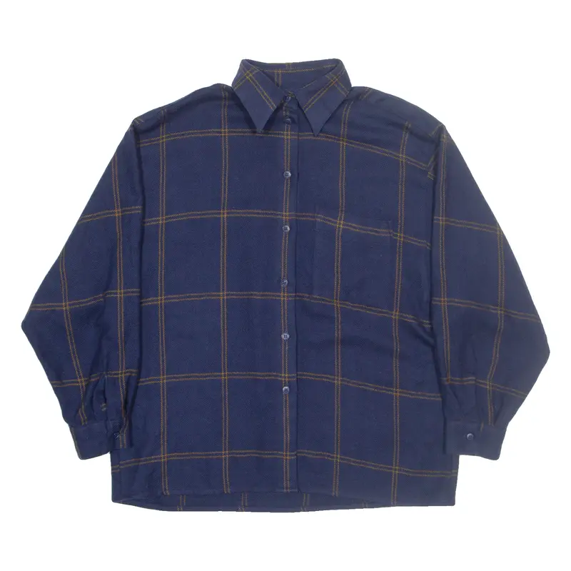 Marian David Womens Shirt Blue Check Long Sleeve M 1