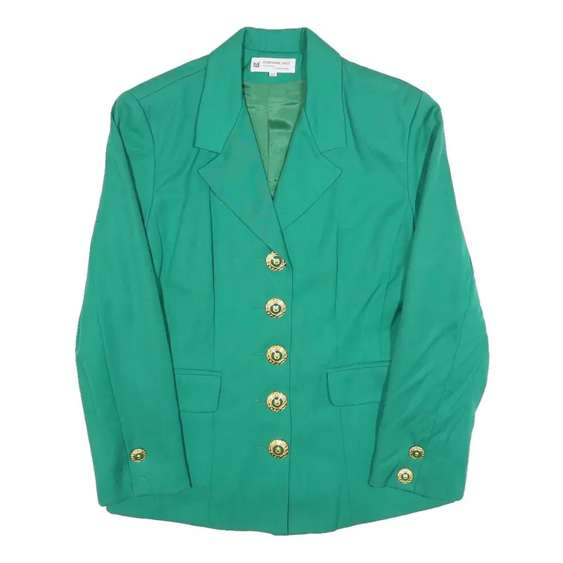 Marianna Masi Womens Green Wool Button Jacket M Tailored Plain Elegant Outerwear 1
