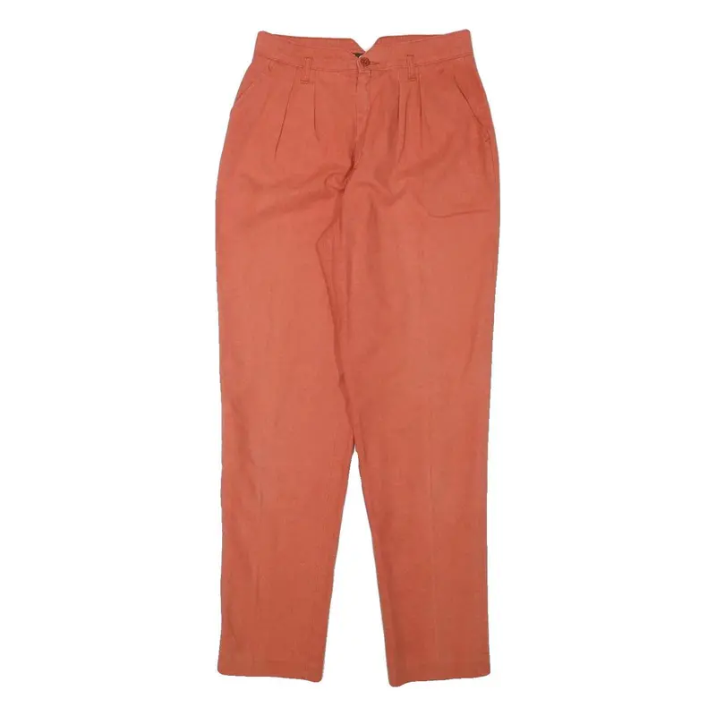 Maries Womens Linen Blend Slim Coral Trousers W26 L28 Stylish Zip Closure 1