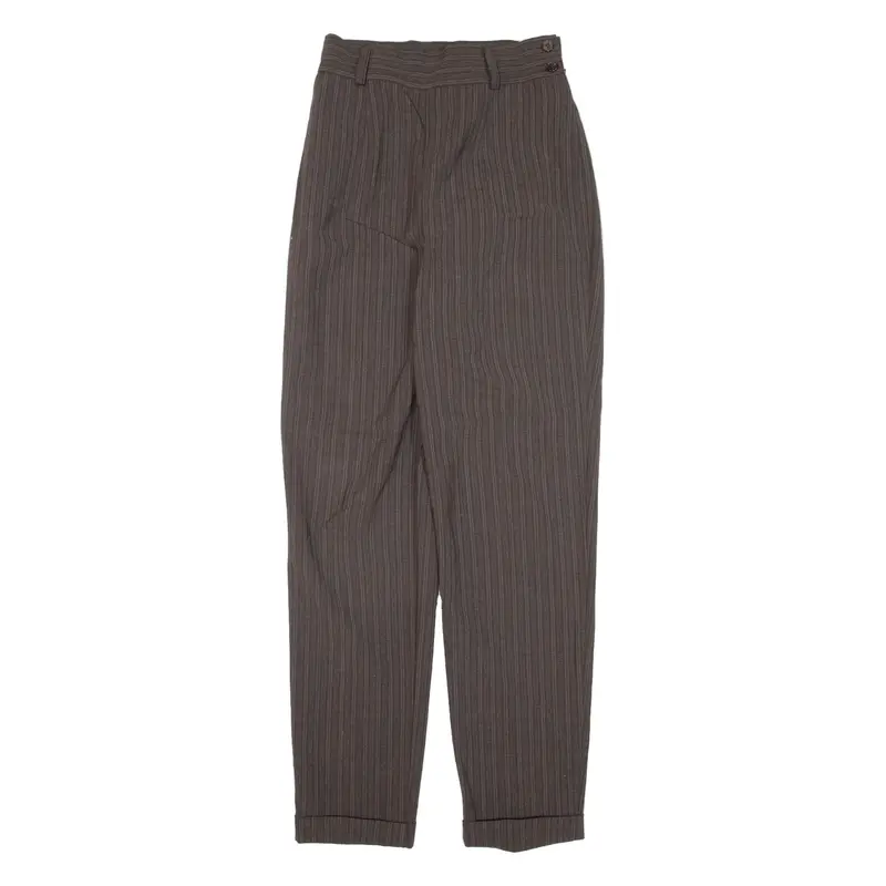 Marina Babini Striped Womens Trousers Brown Regular Tapered W24 L29 1