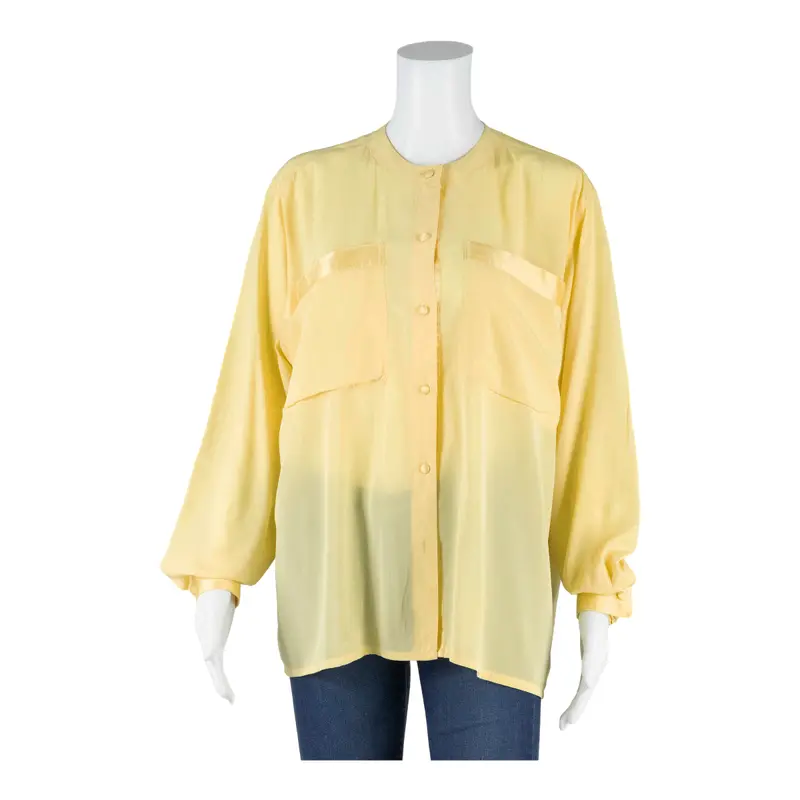 Mario Rosella Womens Blouse Shirt Yellow Long Sleeve 90S M 1