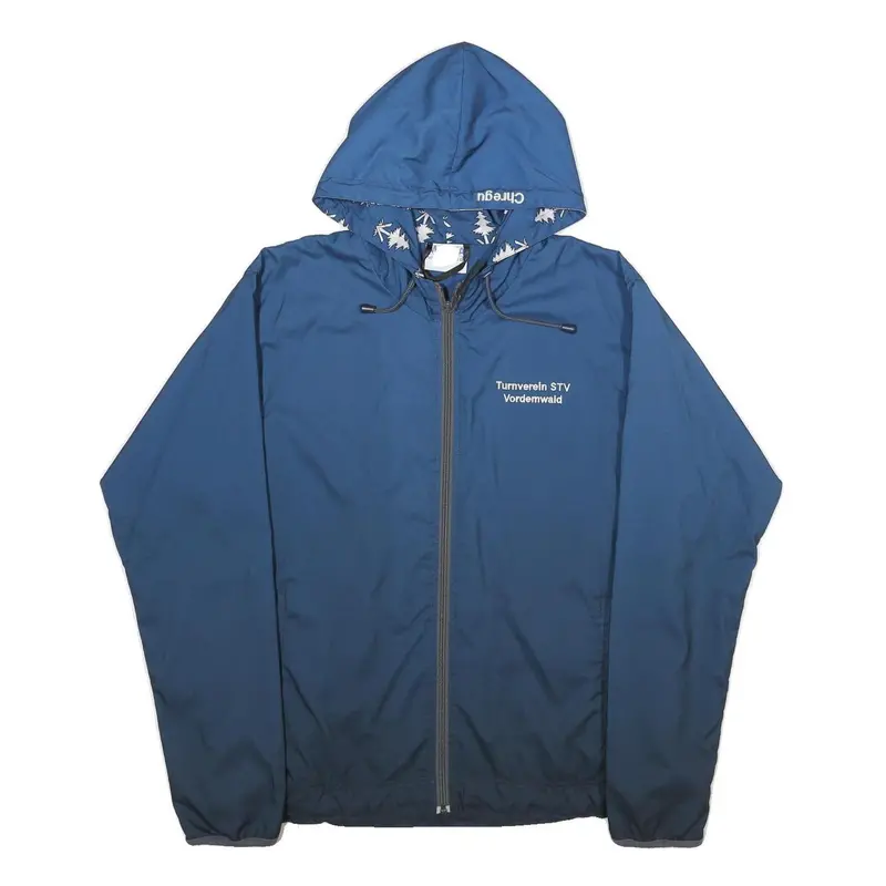 Marka Mens Blue Polyester Hooded Zip Jacket S Plain Lightweight Casual Fashion 1