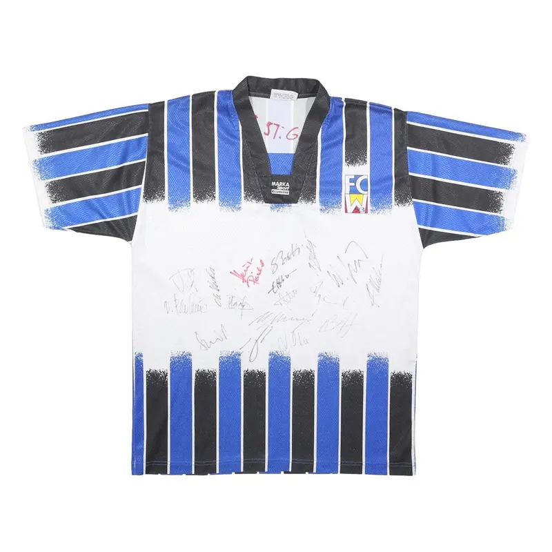 Marka Sport Mens Blue & Black & White Signed Graphic T-Shirt L Short Sleeve 1