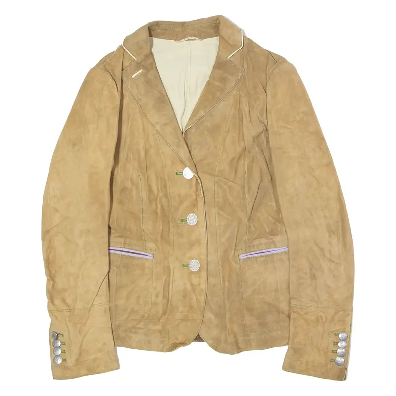 Markus Meindl Womens Blazer Jacket Brown Leather Suede Uk 12 1