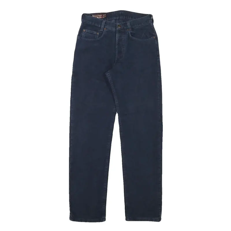 Marlboro Mens Cotton Blend Navy Regular Fit Straight Leg Trousers W26 L32 1
