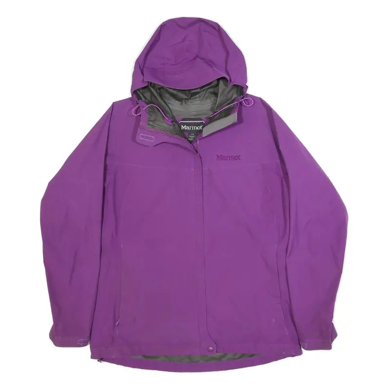 Marmot Womens Purple Waterproof Hooded Outdoor Jacket L Polyester Zip Gore-Tex 1