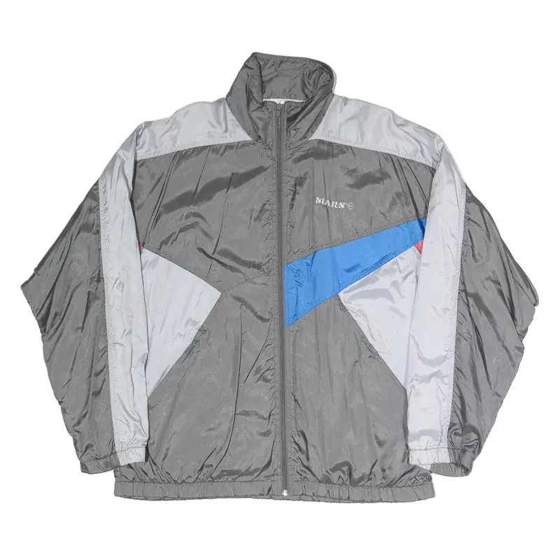 Marn Mens Grey Blue Polyester Blend Track Jacket L Zip Sports Casual Retro 1