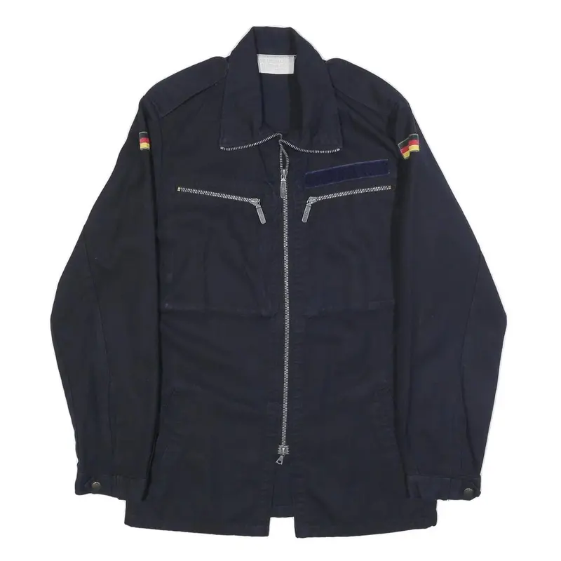 Marquardt & Schulz Mens Navy Blue Cotton Blend Zip Jacket S Plain Classic Casual 1