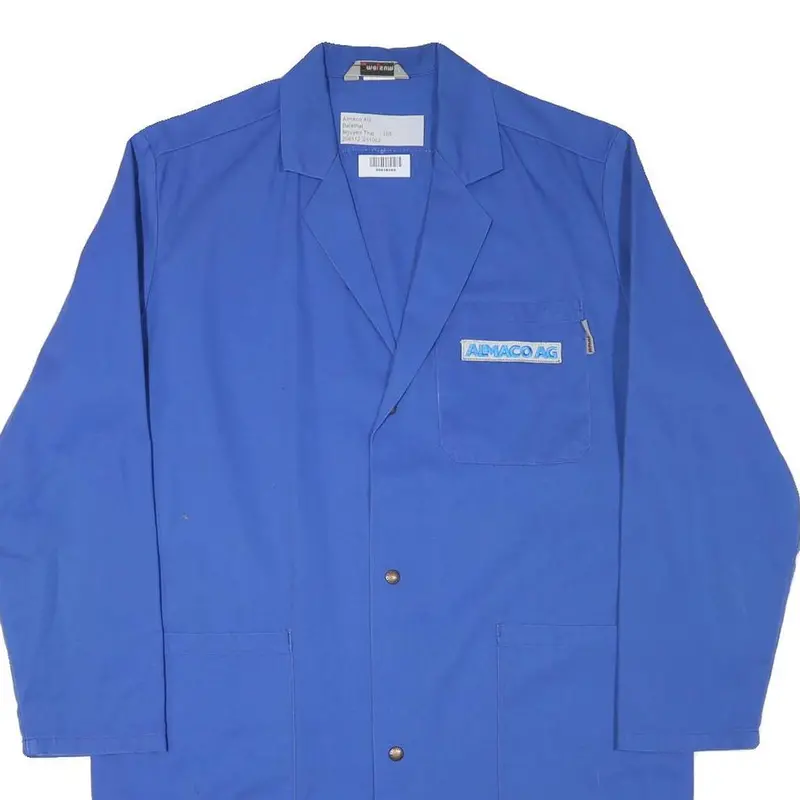 Marsum Mens Blue Workwear Jacket L Cotton Blend Button Closure Plain Classic 2