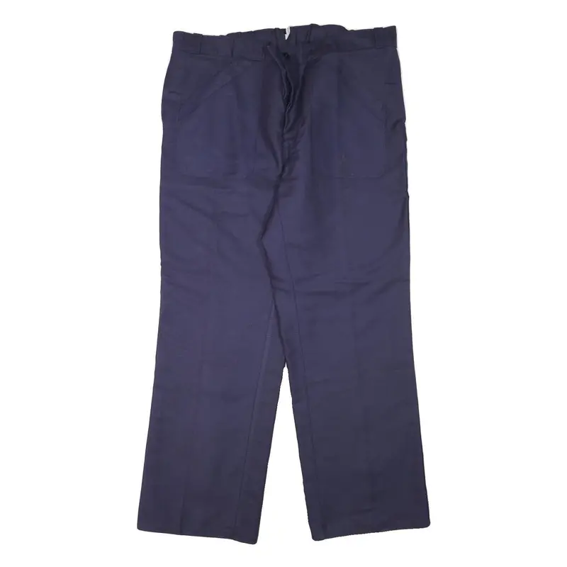 Marsum Mens Cotton Blend Navy Blue Regular Fit Straight Leg Trousers W42 L32 1