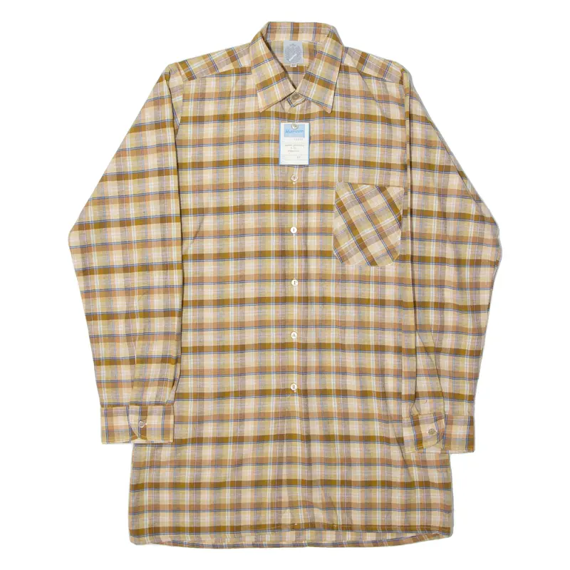Marsum Mens Shirt Beige Check Long Sleeve S 1