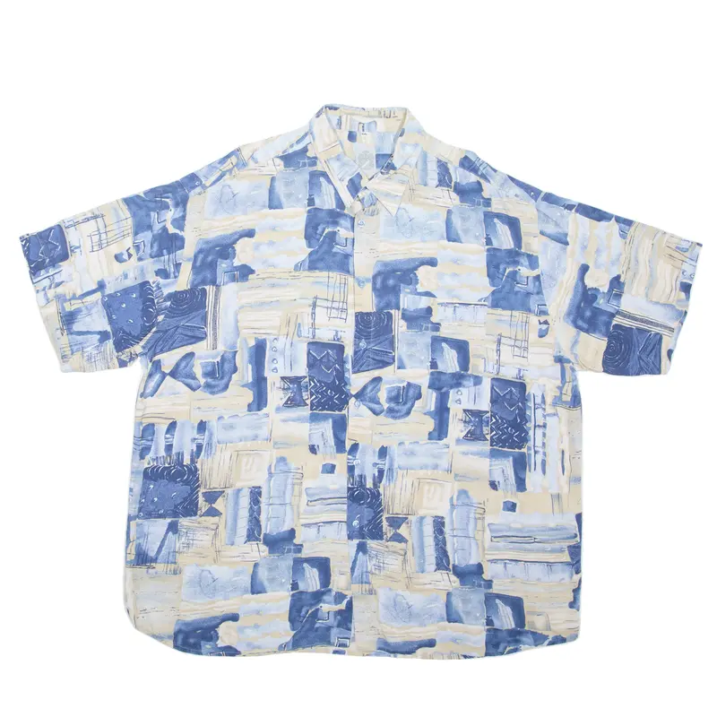 Marsum Mens Shirt Blue Crazy Pattern 2Xl 1