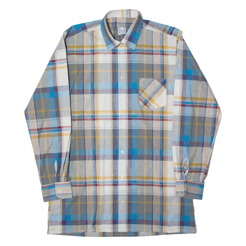 Marsum Mens Shirt Blue Herringbone Long Sleeve M 1
