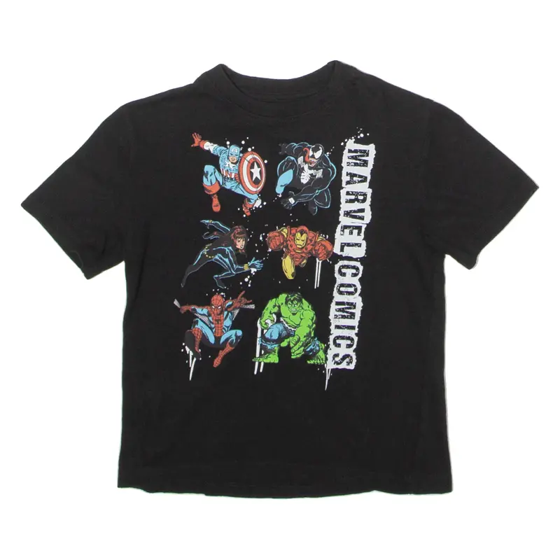 Marvel Heroes Boys T-Shirt Black Crew Neck 5-6Y 1