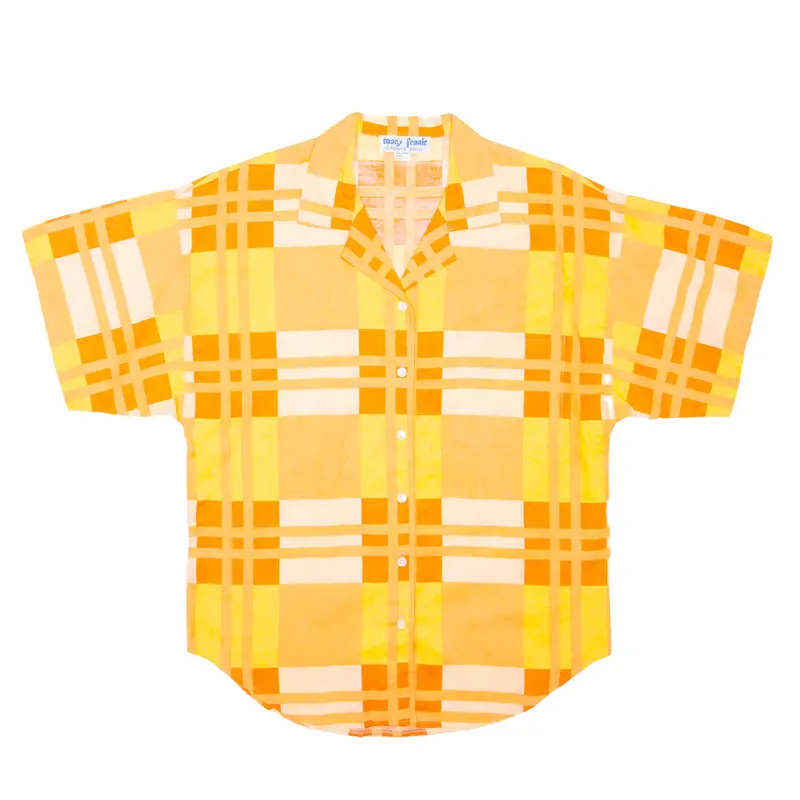 Mary Frank Womens Shirt Orange Check S 1