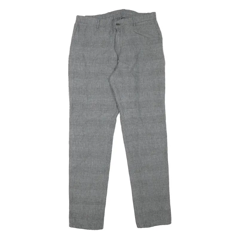Massimo Dutti Mens Linen Blend Grey Slim Straight Trousers W32 L31 Smart Fashion 1
