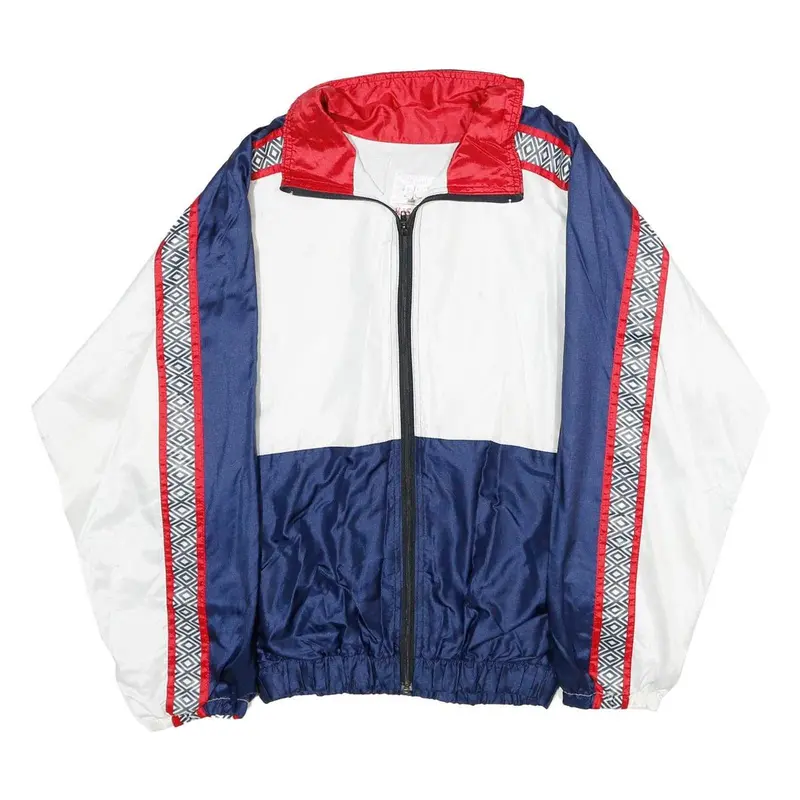 Master And The Disciples Mens Navy & White Retro Nylon Jacket S Zip Casual 1