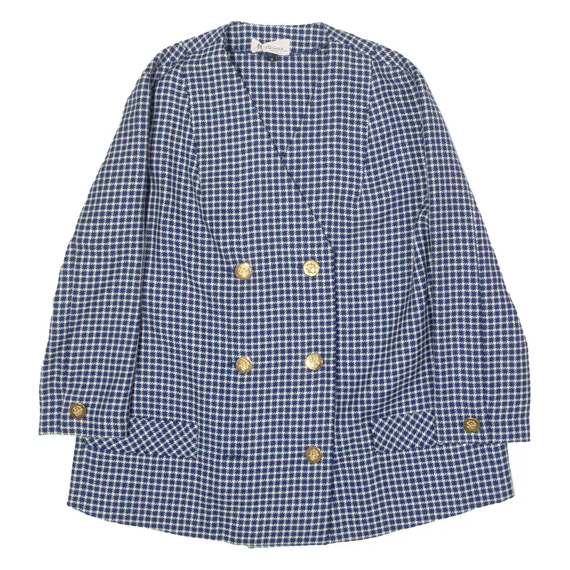 Materna Maternity Womens Blazer Jacket Blue 80S Check S 1