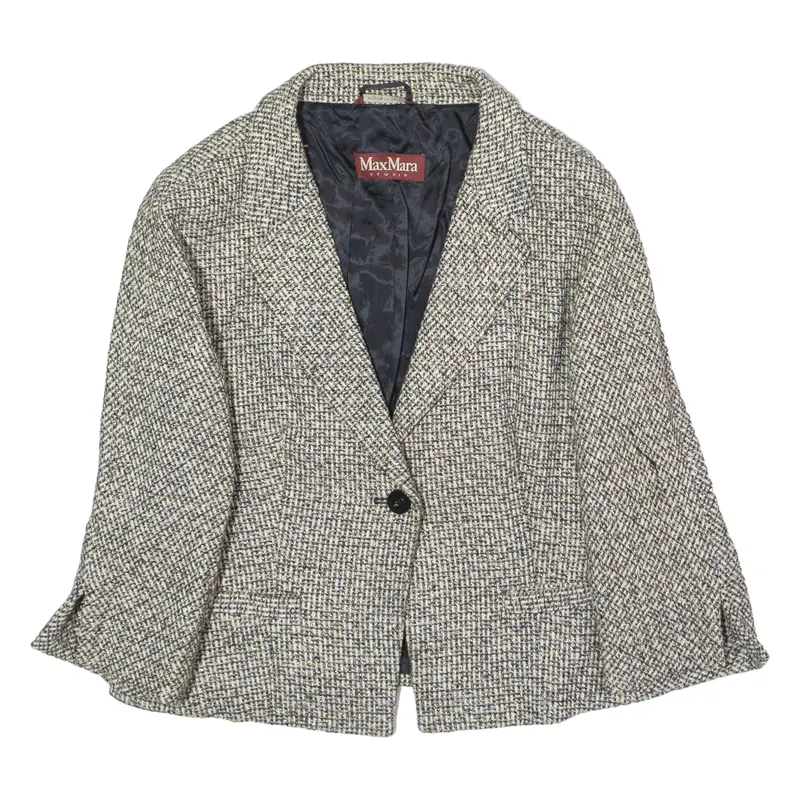 Max Mara Studio Womens Blazer Jacket Cream Knit Wool Uk 14 1