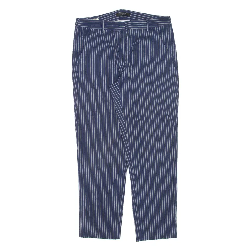Max Mara Weekend Striped Womens Trousers Blue Regular Tapered Linen W30 L26 1