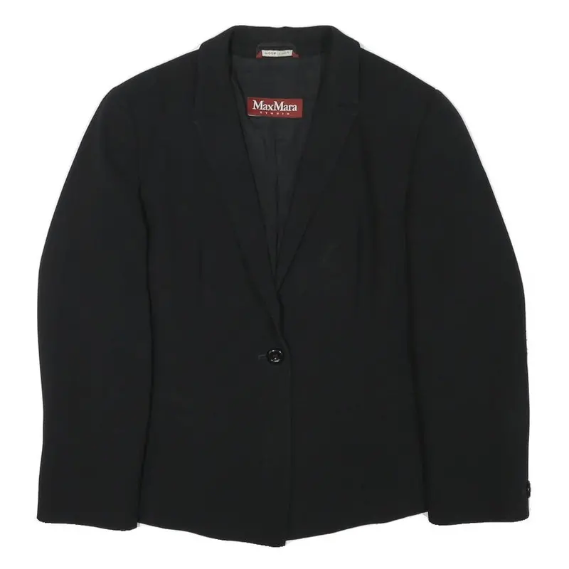 Max Mara Womens Black Studio Jacket S Polyester Blend Classic Fit Button Closure 1