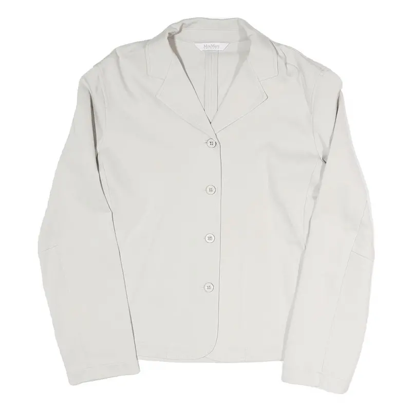 Max Mara Womens Cream Jacket M Polyester Blend Plain Button Closure Classic Fit 1