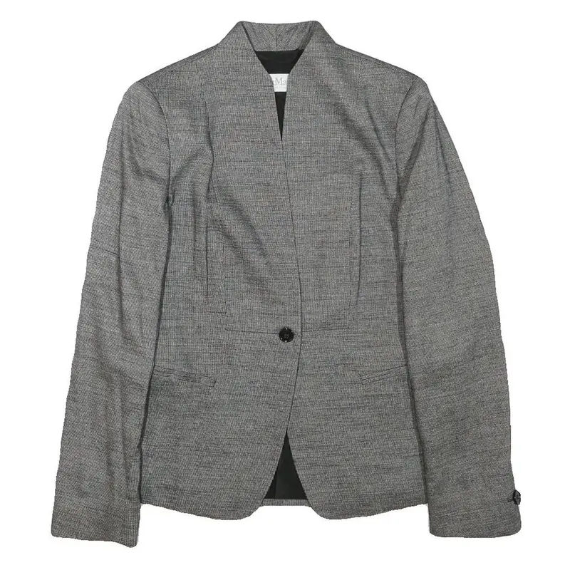 Max Mara Womens Grey Wool Blend Tailored Jacket Xs Button Closure Plain 1