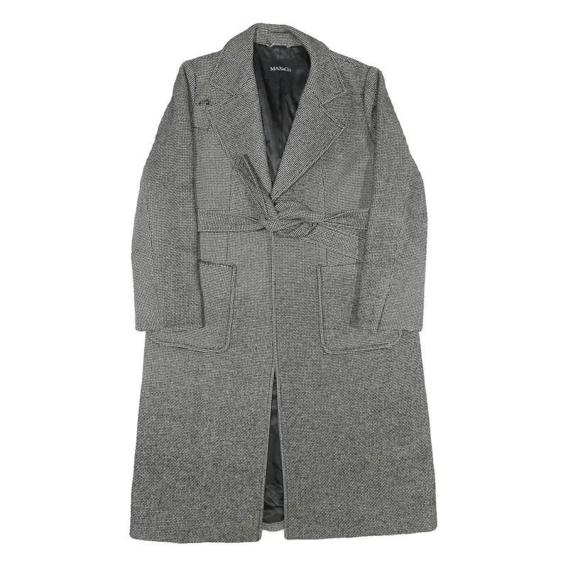 Max&Co Womens Black Jacket Uk 10 Wool Drawstring Classic Tailored Check 1