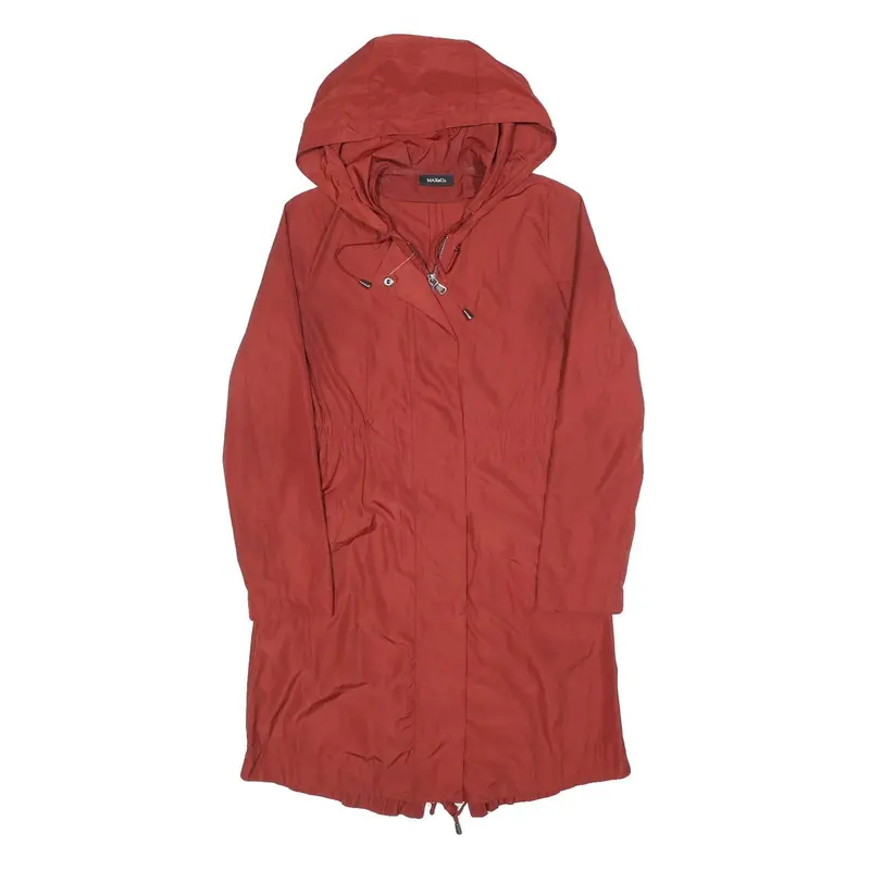 Max&Co Womens Red Nylon Hooded Jacket Xs Lightweight Zip Closure Casual 1