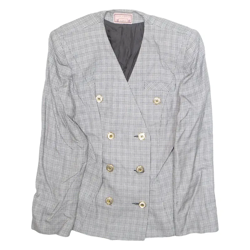 Maxi Liberati Womens Blazer Jacket White Viscose Plaid M 1