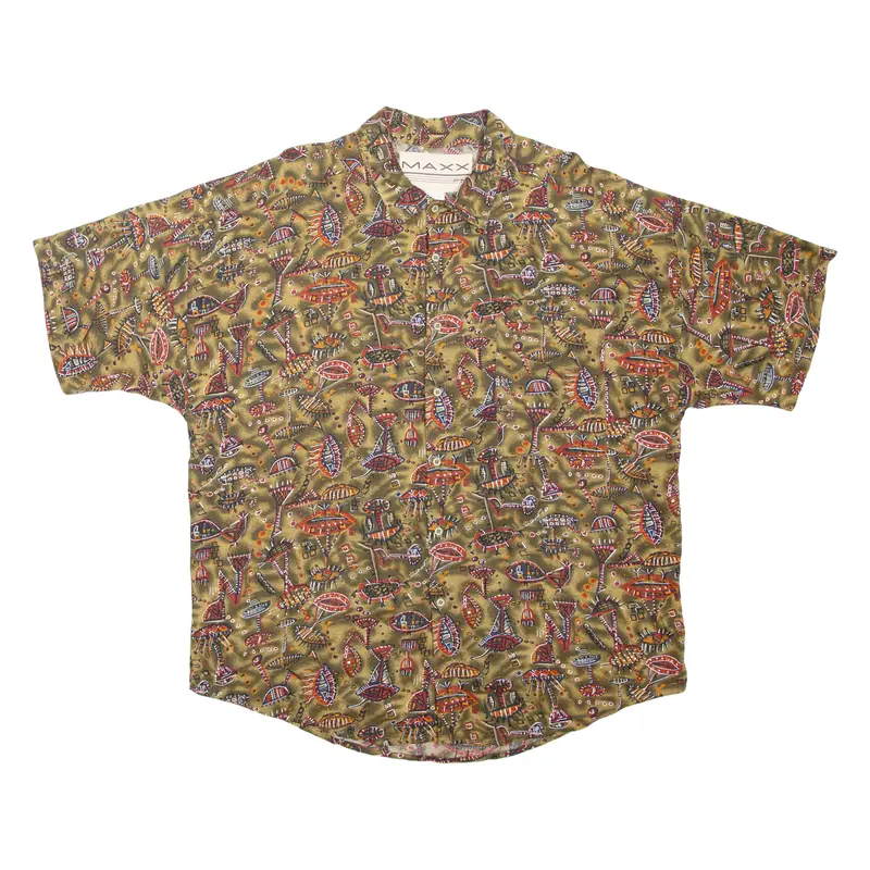 Maxx Mens Shirt Brown Crazy Pattern Xl 1