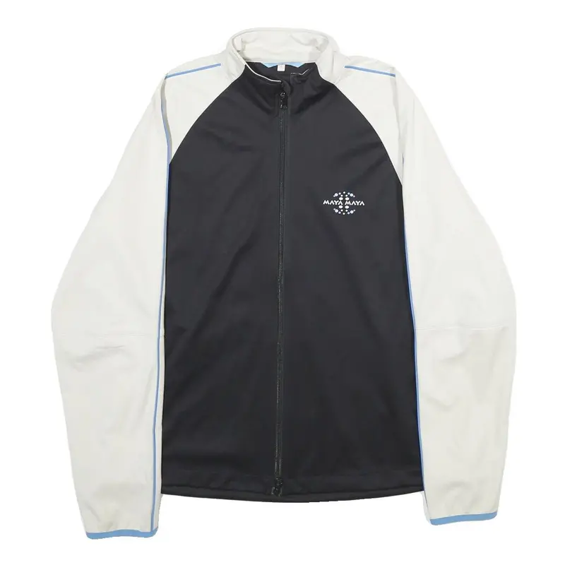 Maya Maya Womens White & Black Track Jacket Xl Polyester Zip Athletic Activewear 1