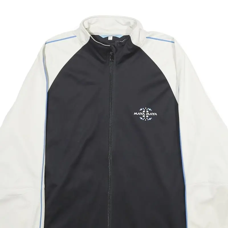 Maya Maya Womens White & Black Track Jacket Xl Polyester Zip Athletic Activewear 2