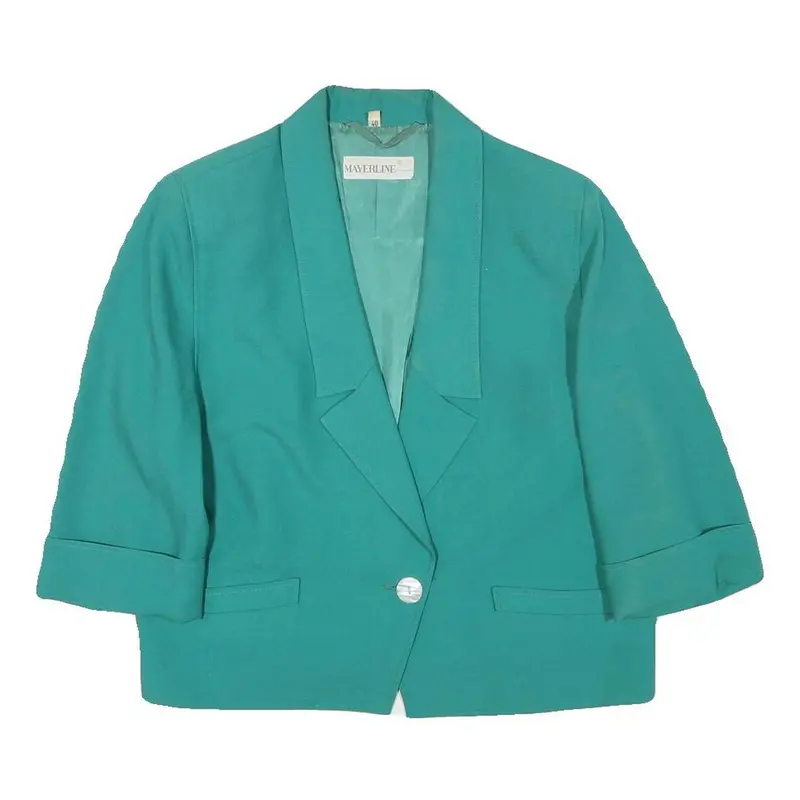 Mayerline Womens Green Button Jacket S Polyester Blend Classic Blazer Style 1