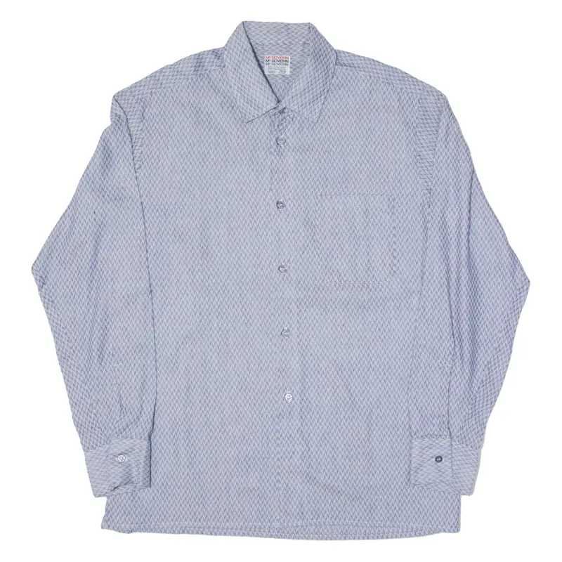 Mc Govern Zigzag Mens Shirt Blue 80S Long Sleeve M 1