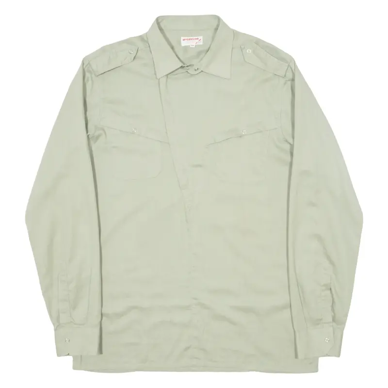 Mcgregor 1/2 Zip Up Mens Formal Shirt Green 90S Long Sleeve L 1