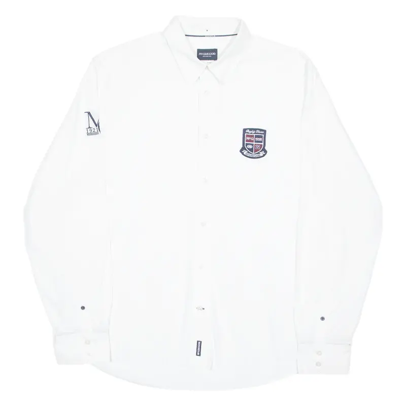 Mcgregor Custom Fit Mens Plain Shirt White Long Sleeve Xl 1