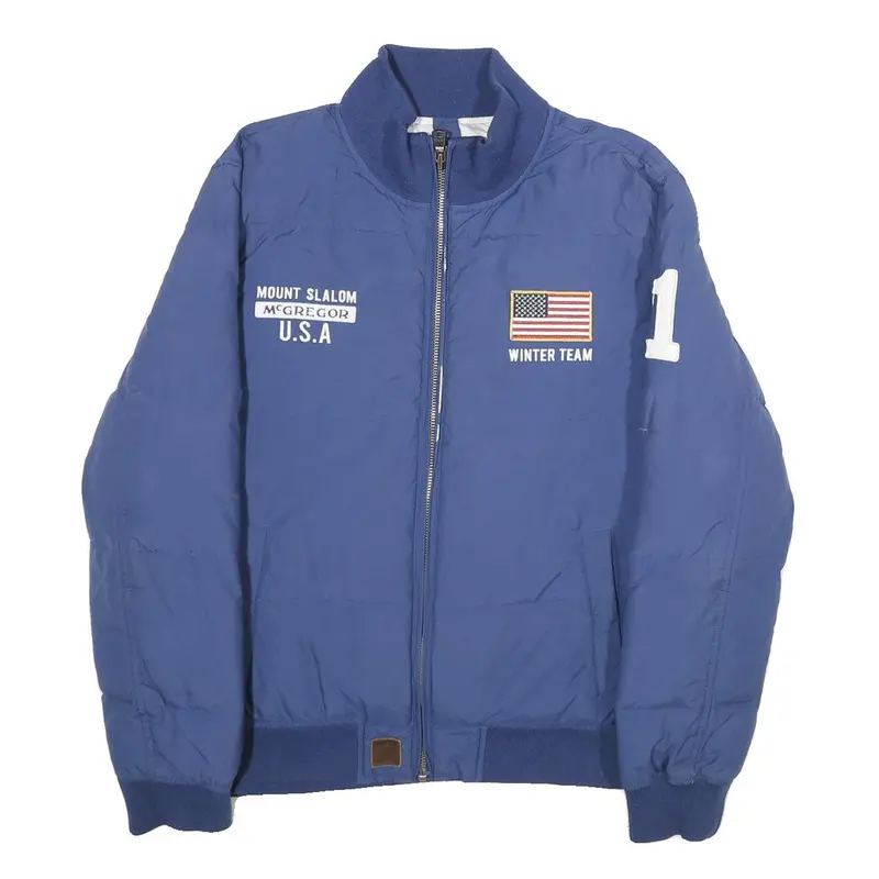 Mcgregor Mens Blue Down Puffer Jacket L Zip Winter Team U.S.A Mount Slalom 1