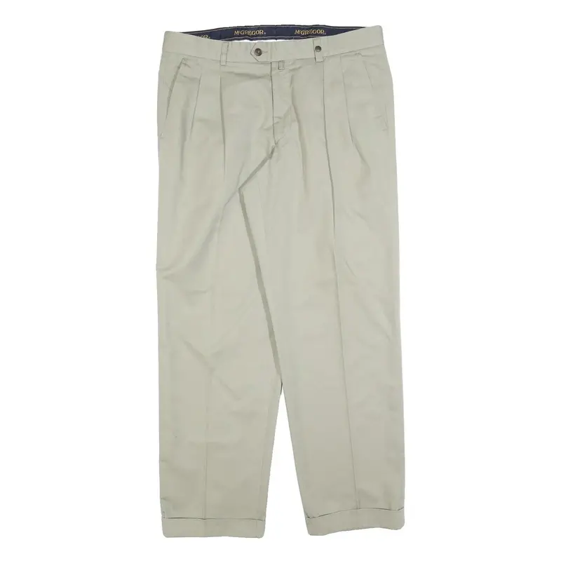 Mcgregor Mens Cotton Blend Beige Regular Fit Straight Leg Trousers W34 L30 1