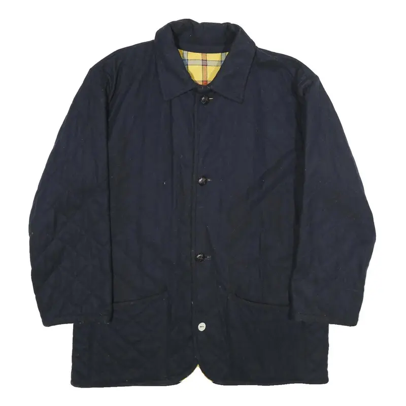 Mcgregor Mens Navy Classic Quilted Wool Blend Jacket L Button Closure Warm 1