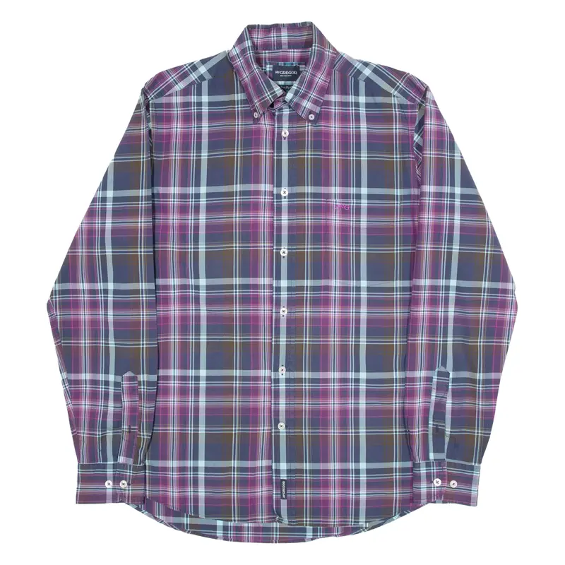 Mcgregor New York 1921 Mens Shirt Purple 90S Check Long Sleeve M 1