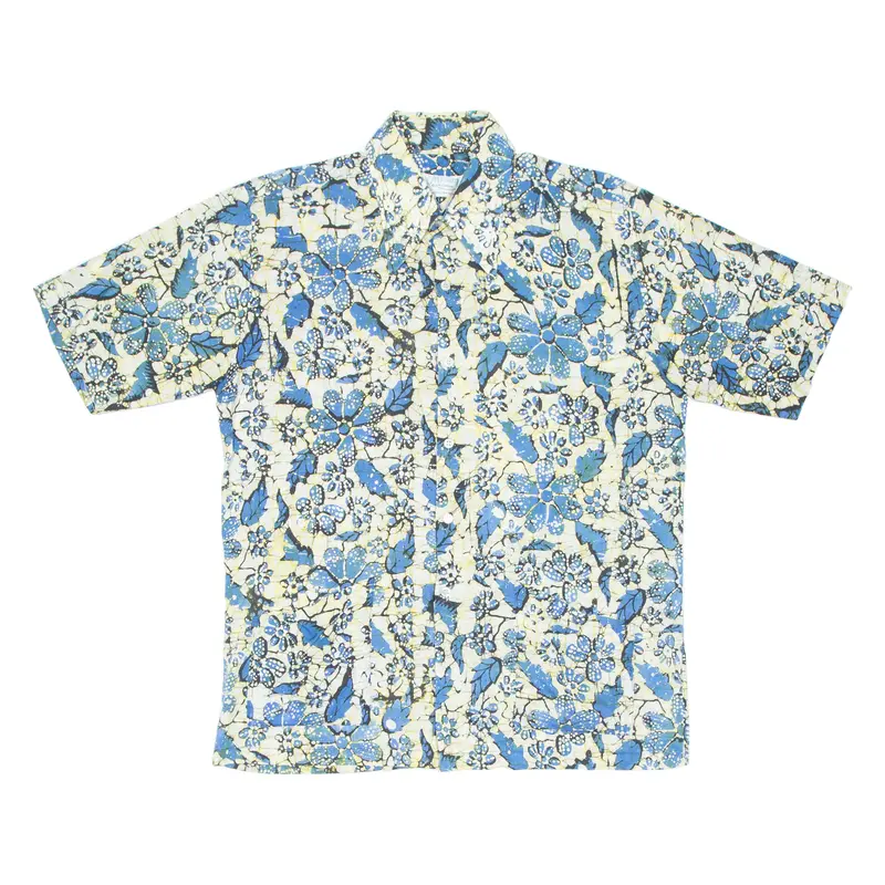 Medan Mens Shirt Blue Crazy Pattern L 1
