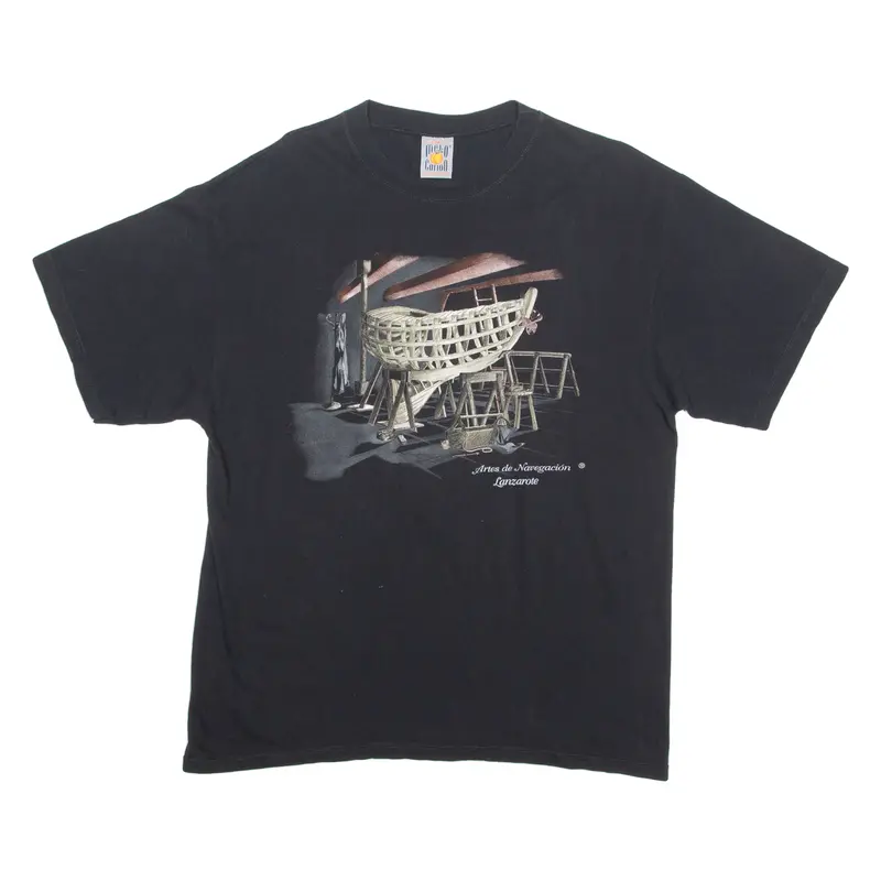 Melo Cotton Boat Mens T-Shirt Black Crew Neck M 1