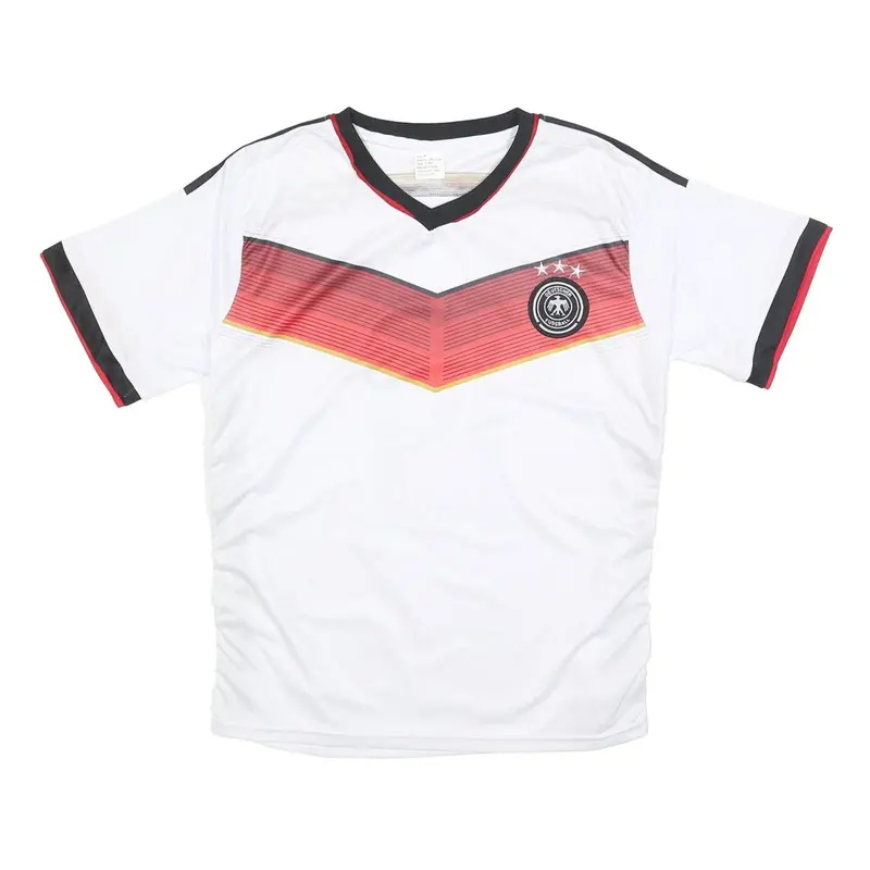Mens 2014-15 Germany White & Black Götze Football T-Shirt S Short Sleeve V-Neck 1