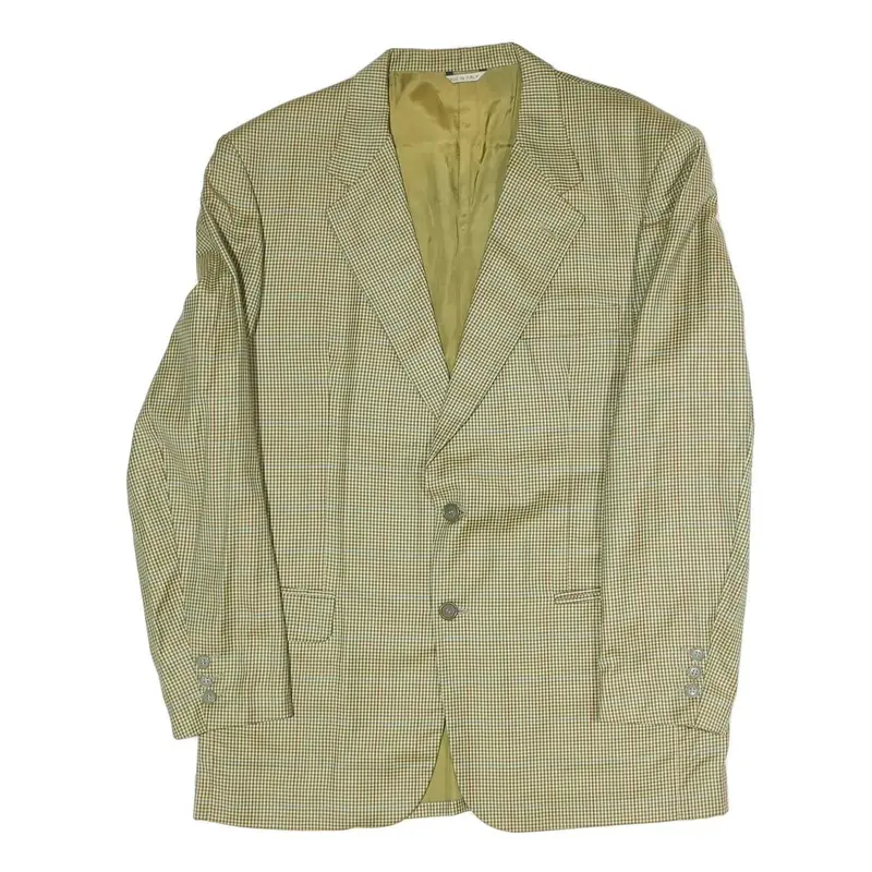 Mens Beige Coach Jacket Xl Polyester Blend Woven Check Classic Fit Button 1