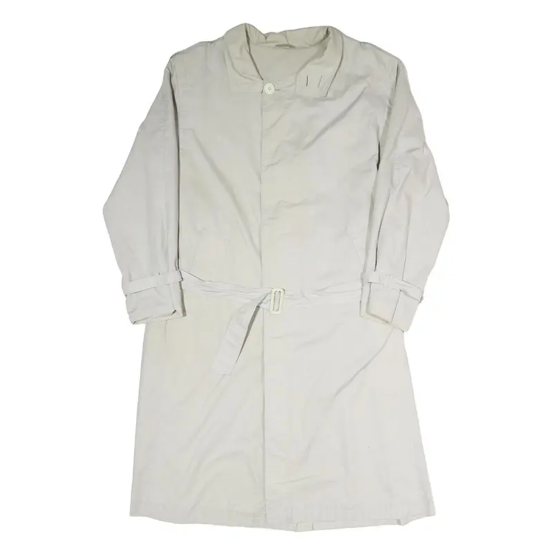 Mens Beige Coat L Polyester Blend Plain Button Closure Long Sleeve Classic Fit 1