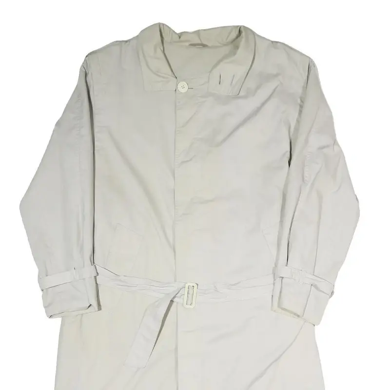 Mens Beige Coat L Polyester Blend Plain Button Closure Long Sleeve Classic Fit 2