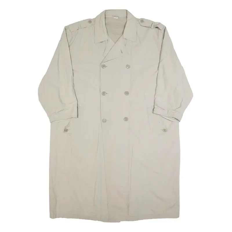 Mens Beige Cotton Double Breasted Button Jacket Xl Plain Casual Lightweight 1