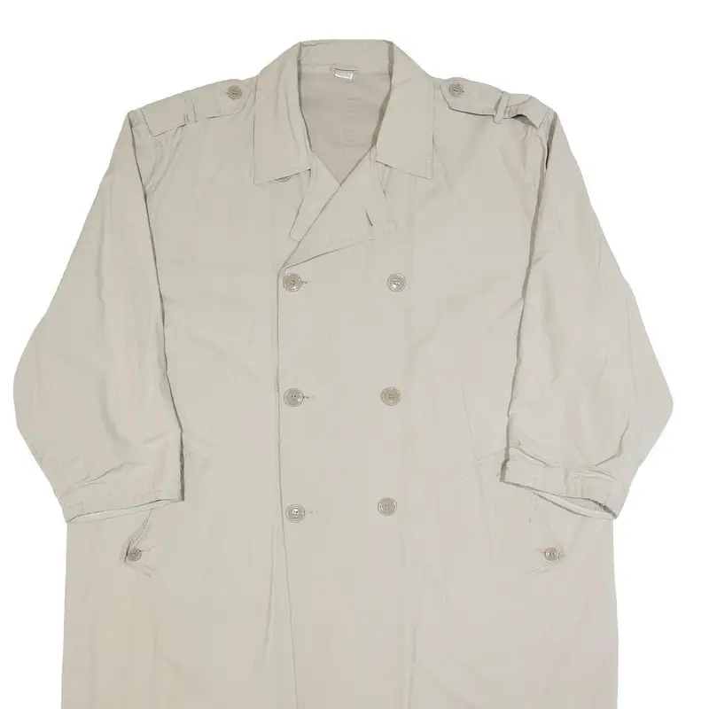 Mens Beige Cotton Double Breasted Button Jacket Xl Plain Casual Lightweight 2