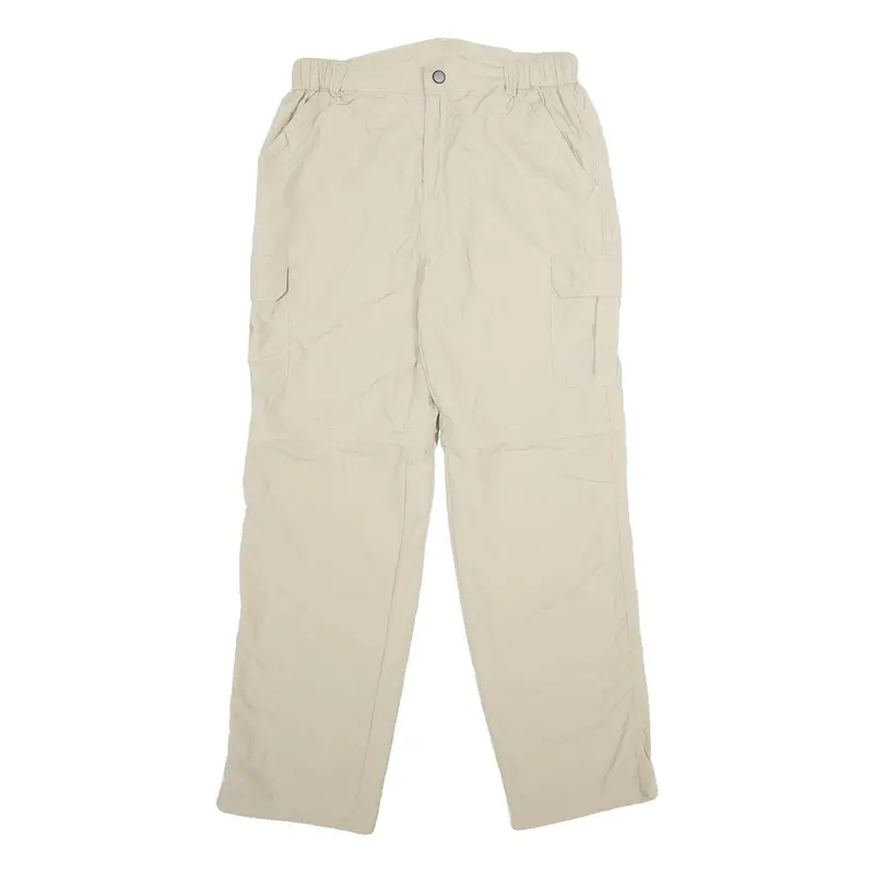 Mens Beige Nylon Regular Fit Cargo Trousers W28 L30 Casual Outdoor Zip Closure 1